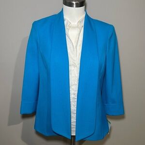 Kasper Women's Size 8 Classic Open Front Lined Blazer in Turquoise New with Tags
